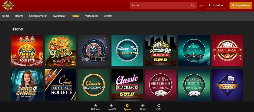 Spiele Blackjack Roulette und Baccarat an echten Tischen